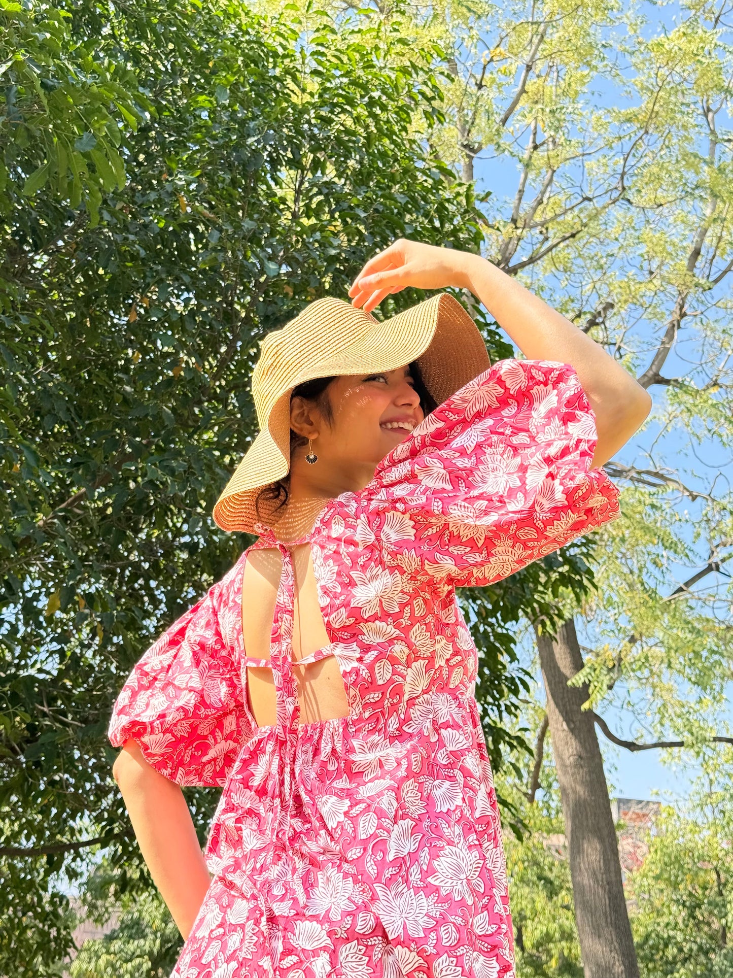 Pink Paradise Floral Printed Dress