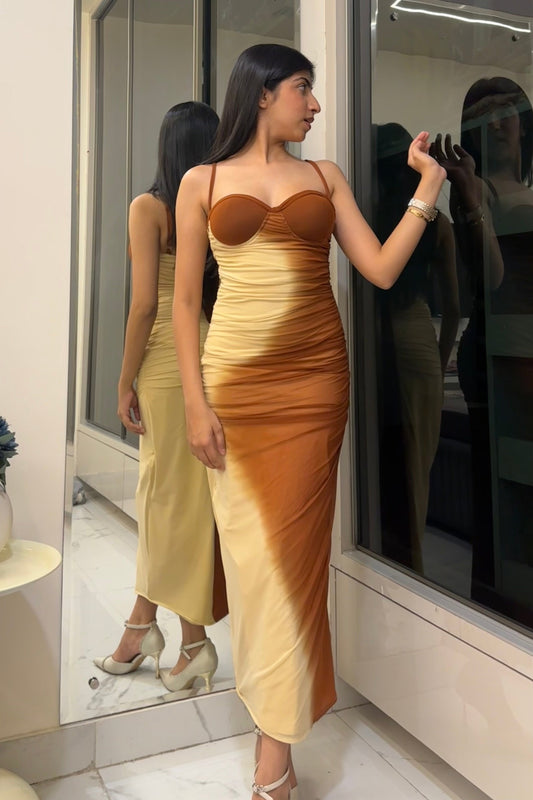 Brown Ombre Lycra Dress
