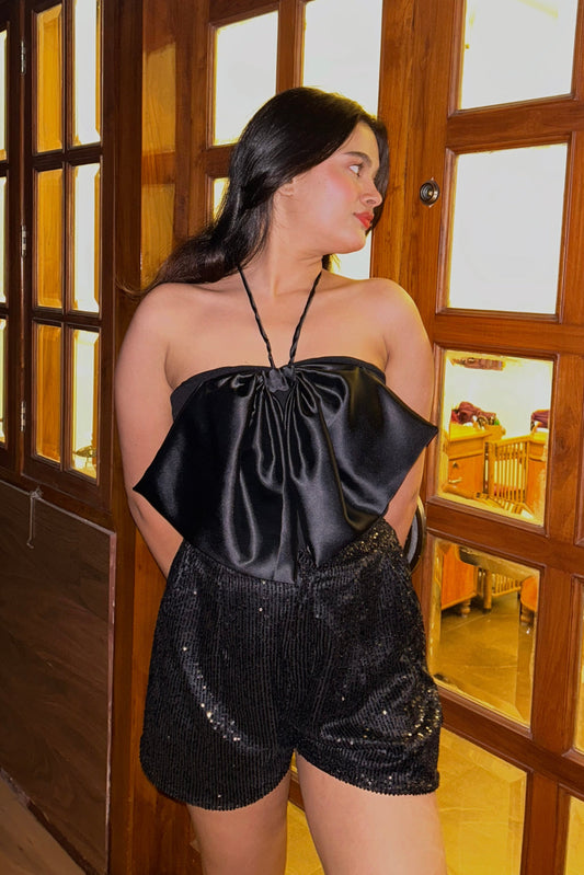 Luna Halter Top & Sequined Shorts Set