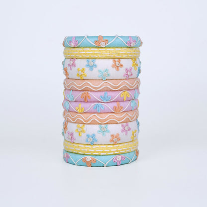 Kusum Floral Embroidery Pastel Bangle Set