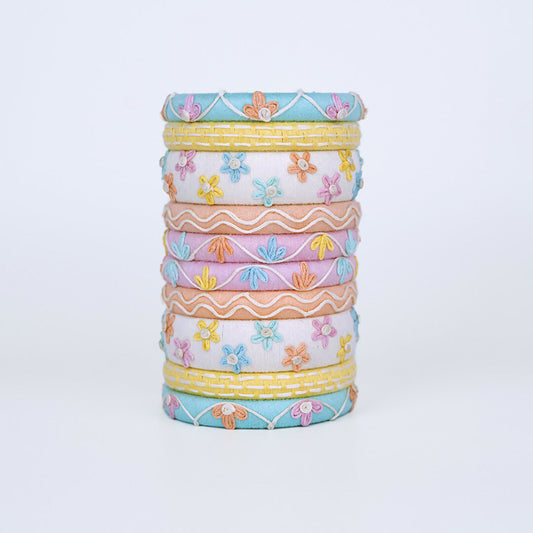 Kusum Floral Embroidery Pastel Bangle Set