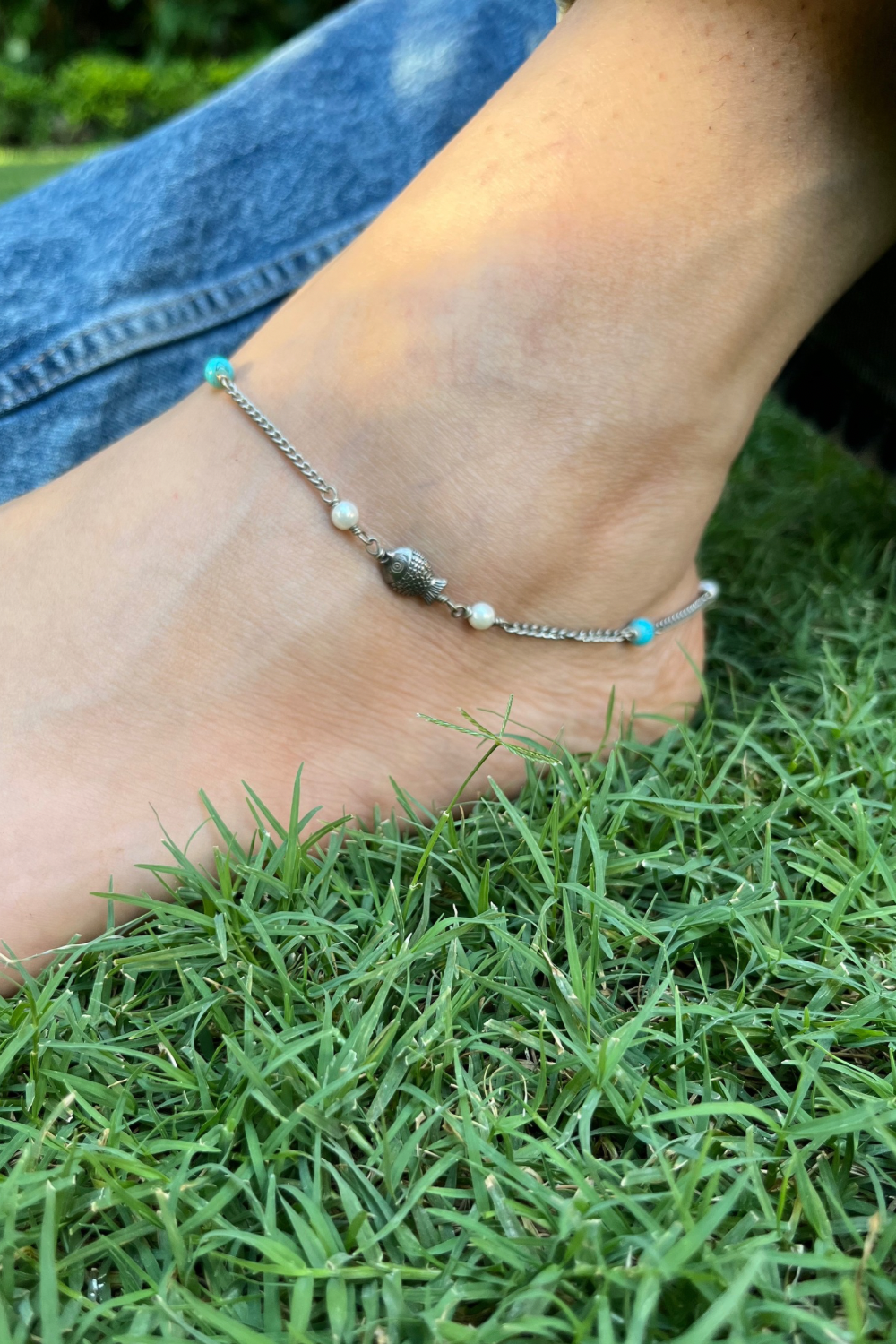 Turquoise Fish Chain Anklet