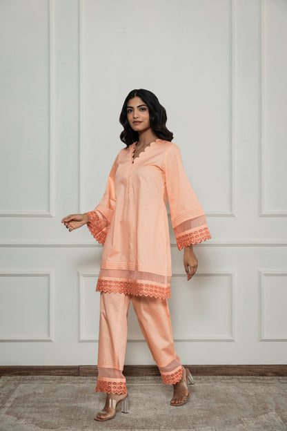 Kaaya Orange Short Kurta Set