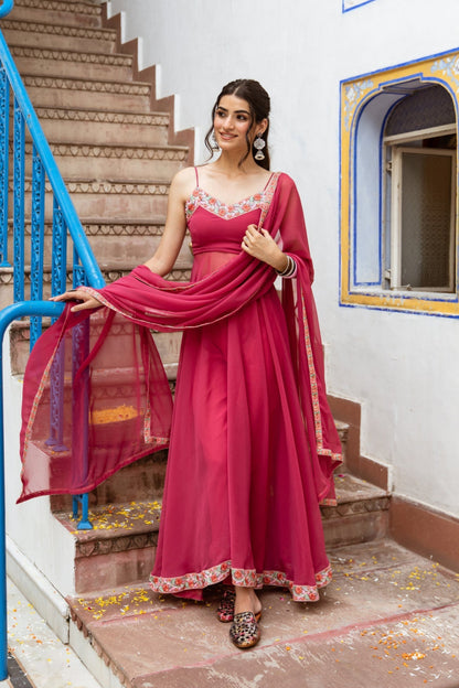 Rani Pink Anarkali Suit Set