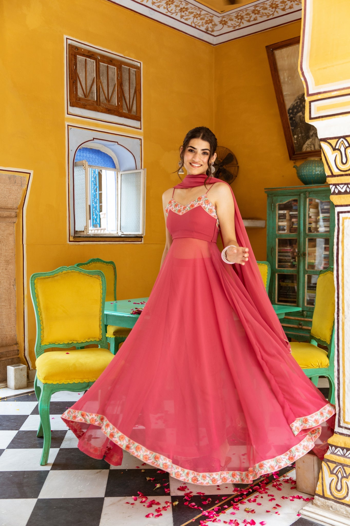 Rani Pink Anarkali Suit Set