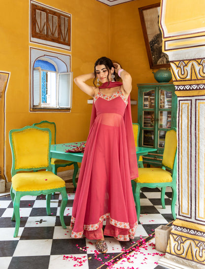 Rani Pink Anarkali Suit Set