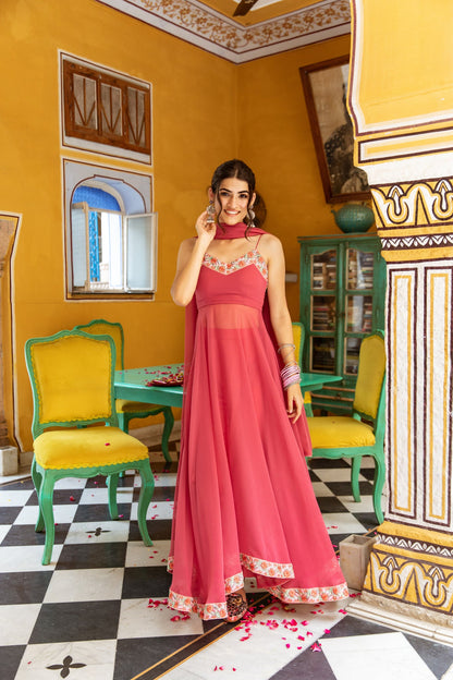 Rani Pink Anarkali Suit Set