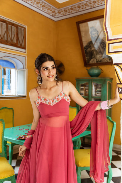 Rani Pink Anarkali Suit Set