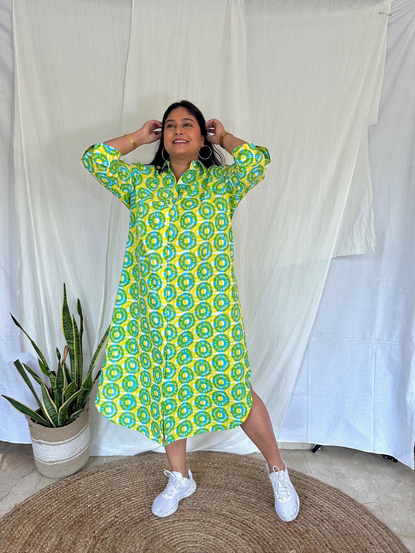 Full Bloom Yellow Shirt Dress