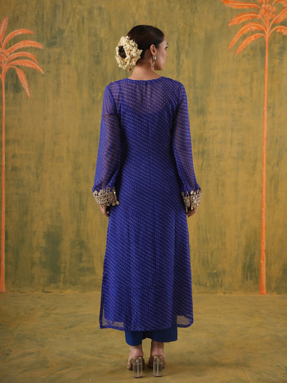 Rani Meher Blue Mirror Suit Set