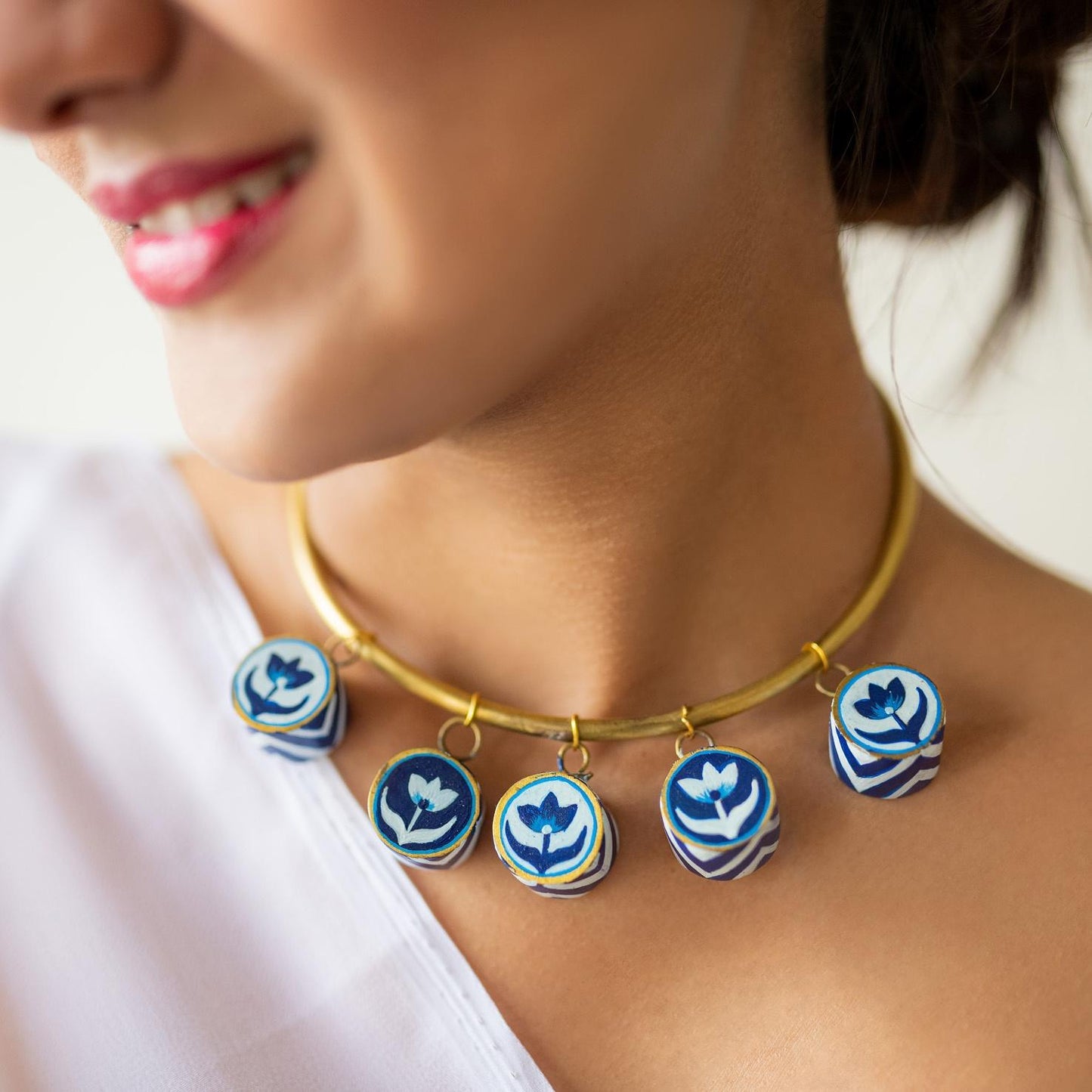 3D Indigo Brass Necklace