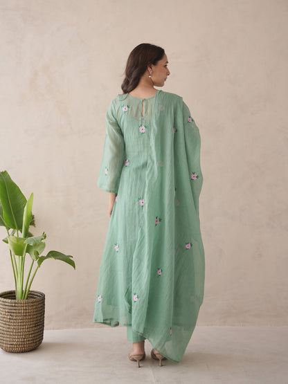 Elira Mint Green Embroidered Doria Suit Set