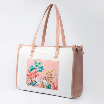 Peachy Crane Paradise Box Tote bag