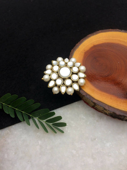 Kundan and Pearl Round Ring