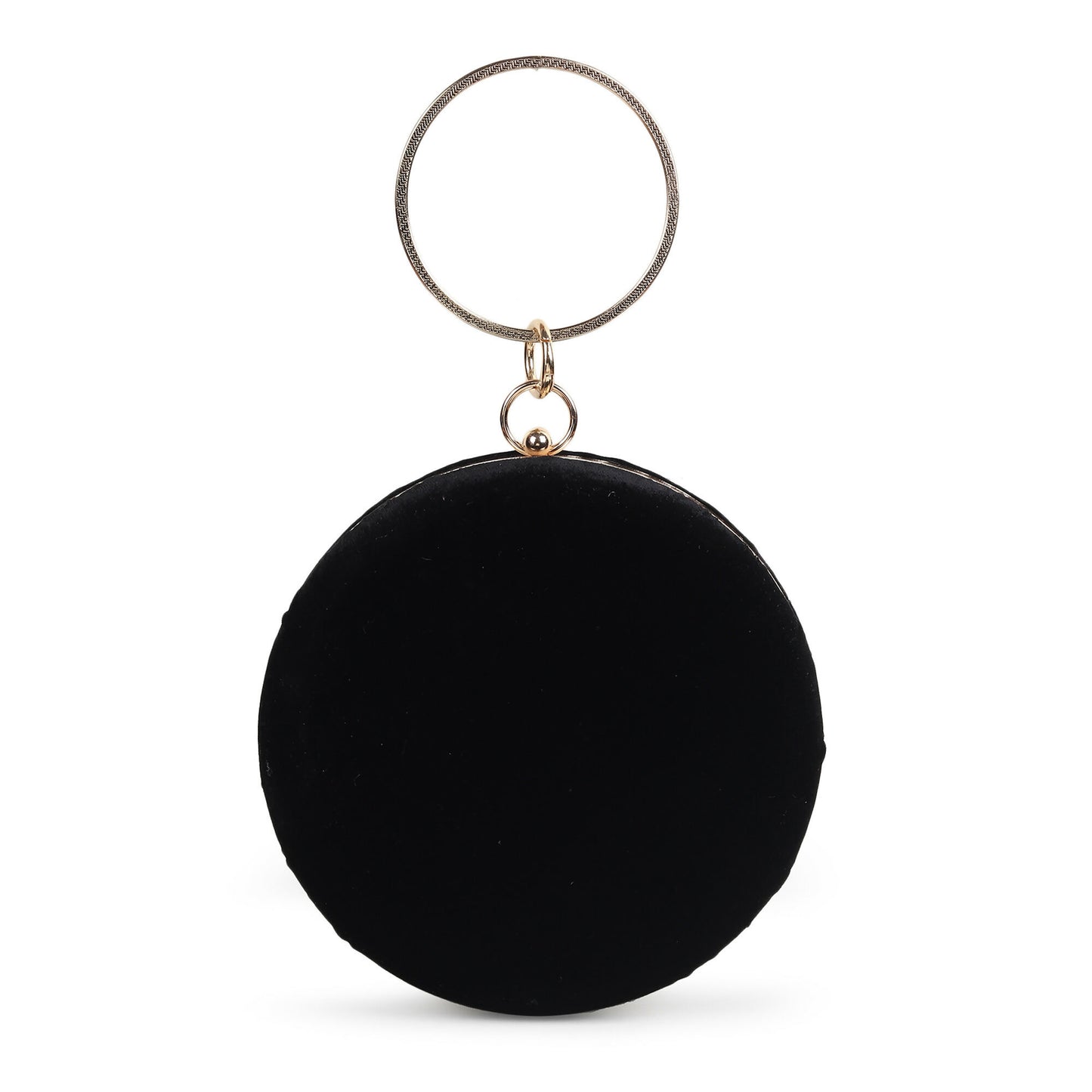 Tiger's Eye Round Black Clutch