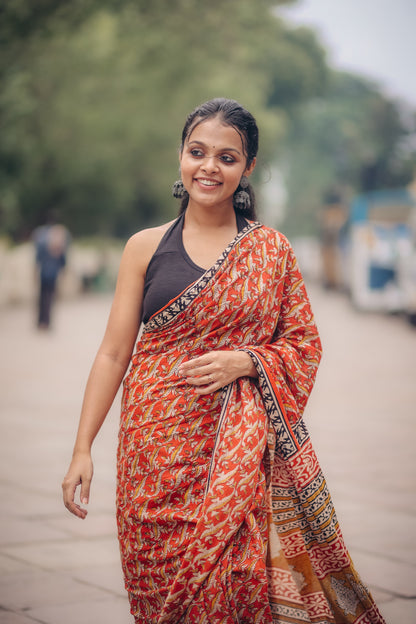 Gaurbandh Bagru Mul Cotton Saree