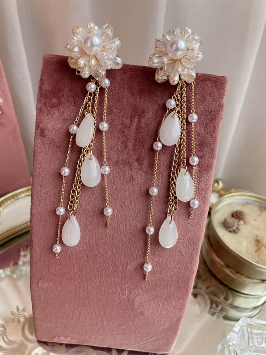 Snowfall Charm Pearl Earrings
