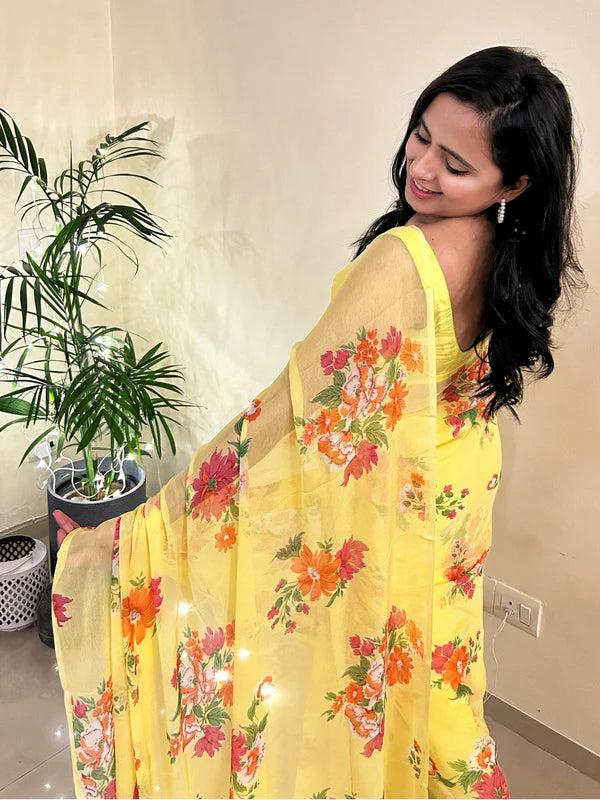 Pastel Love Printed Chiffon Saree