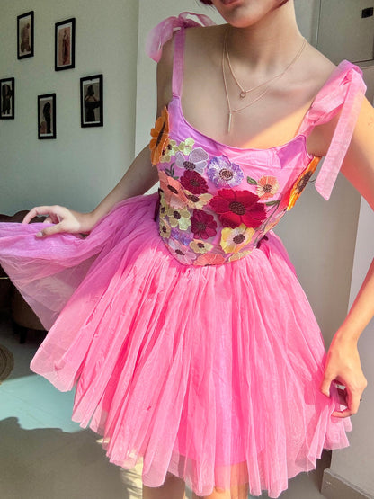 Corset Pink 3D Floral Dress