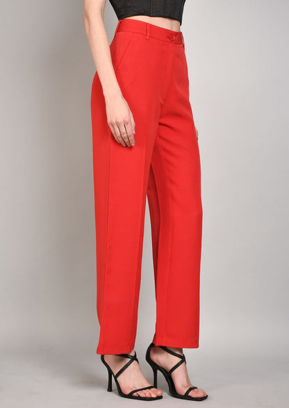 High Waist Straight Trousers