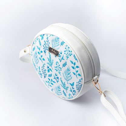 Azure Blooms White Orbit Sling bag