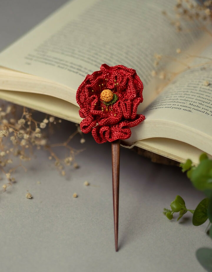 Hairstick ~ Red Poppy