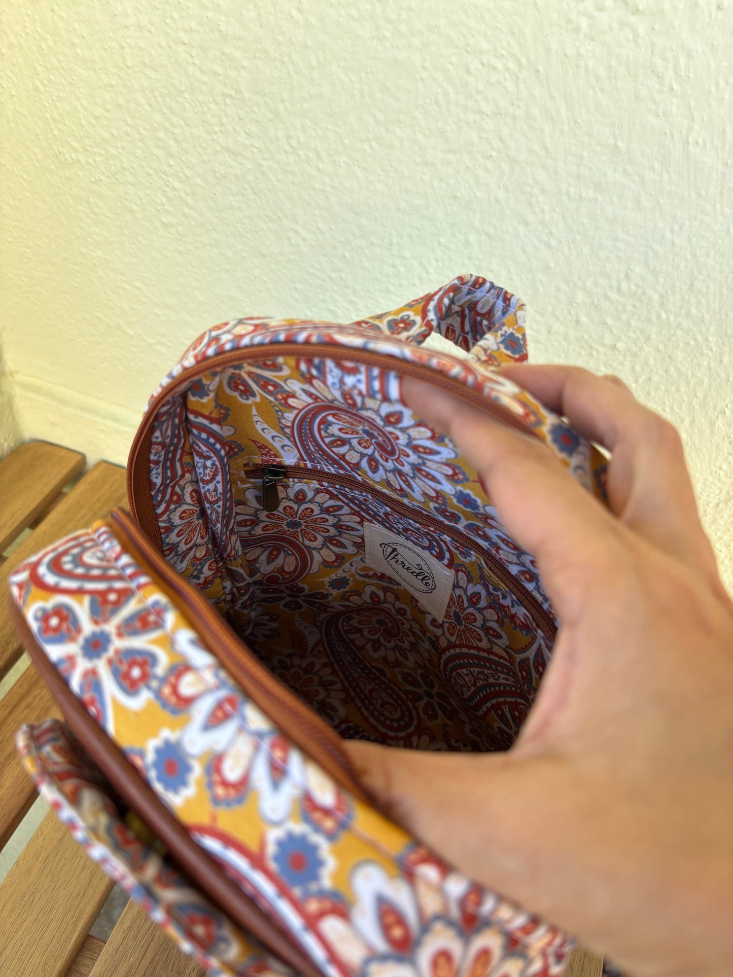 Amber Paisley Handcrafted Backpack
