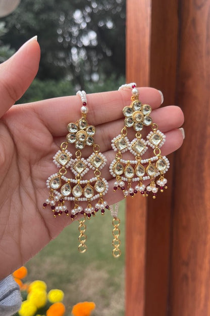 Kundan Red Tip Earrings