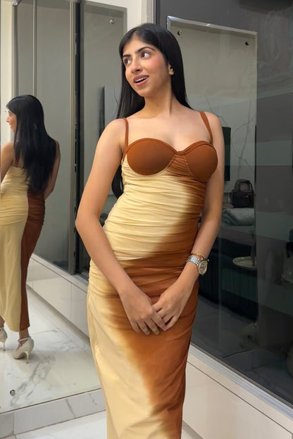 Brown Ombre Lycra Dress