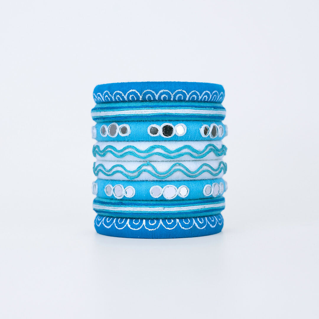 Tapi Thread Embroidered Mirror Bangle Set