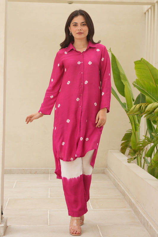 Ivy Hand-dyed Bandhani Muslin Co Ord Set