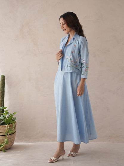 Noir Embroidery Cotton Jacket Dress