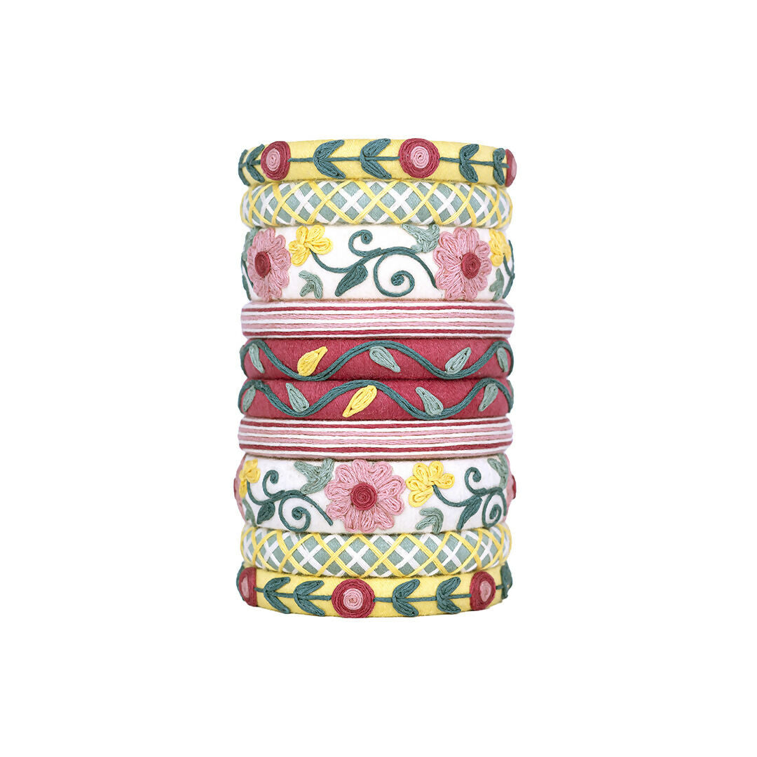 Pushpavali Thread Embroidered Bangle Set