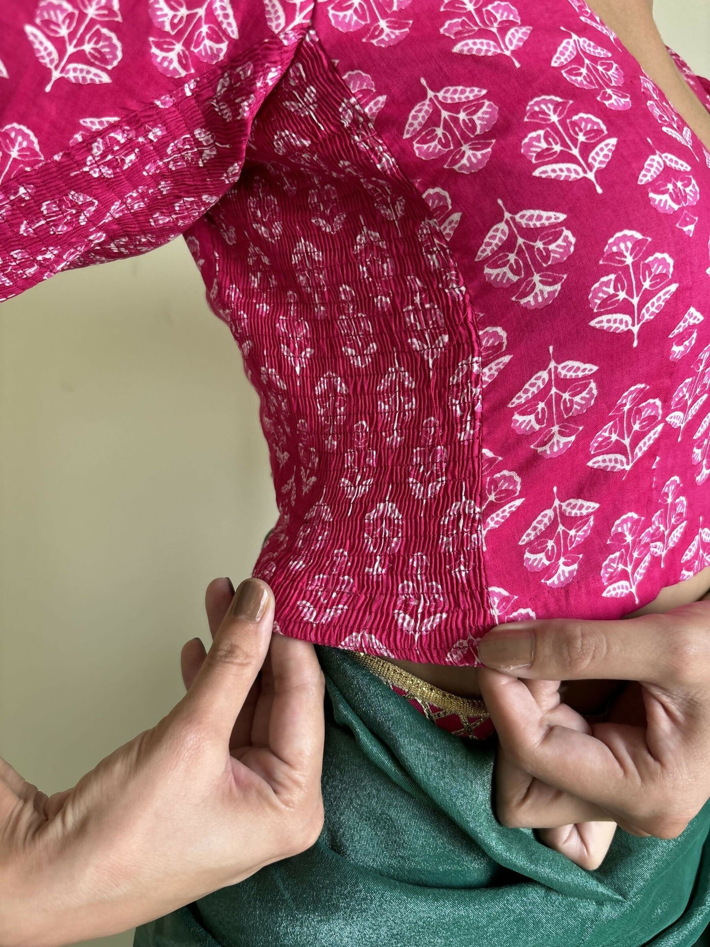 Pritha CurveFit Stretchable Cotton Pink Printed Blouse