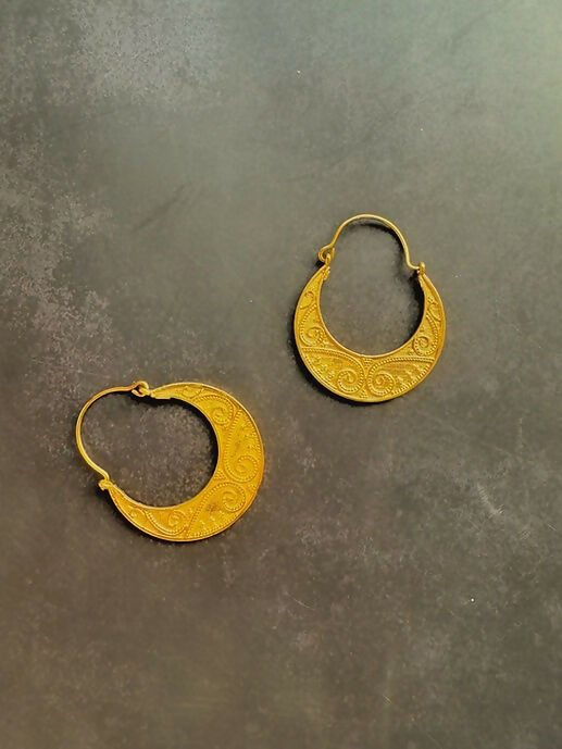 Crescent Moon Brass Earrings