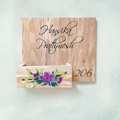 Handpainted Customized Planter Nameplate Purple Flowers