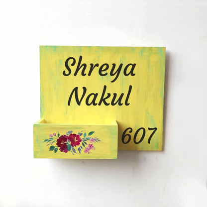 Handpainted Customized Planter Nameplate Red Flowers