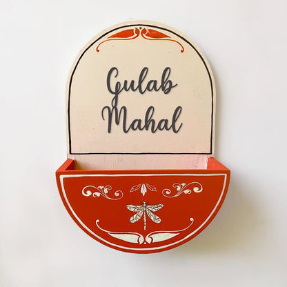 Round Planter Nameplate Lovely Red And Teal