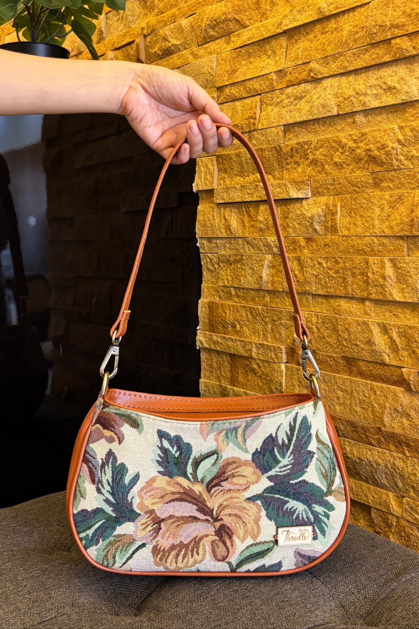 Vintage Bloom Handcrafted Baguette Bag