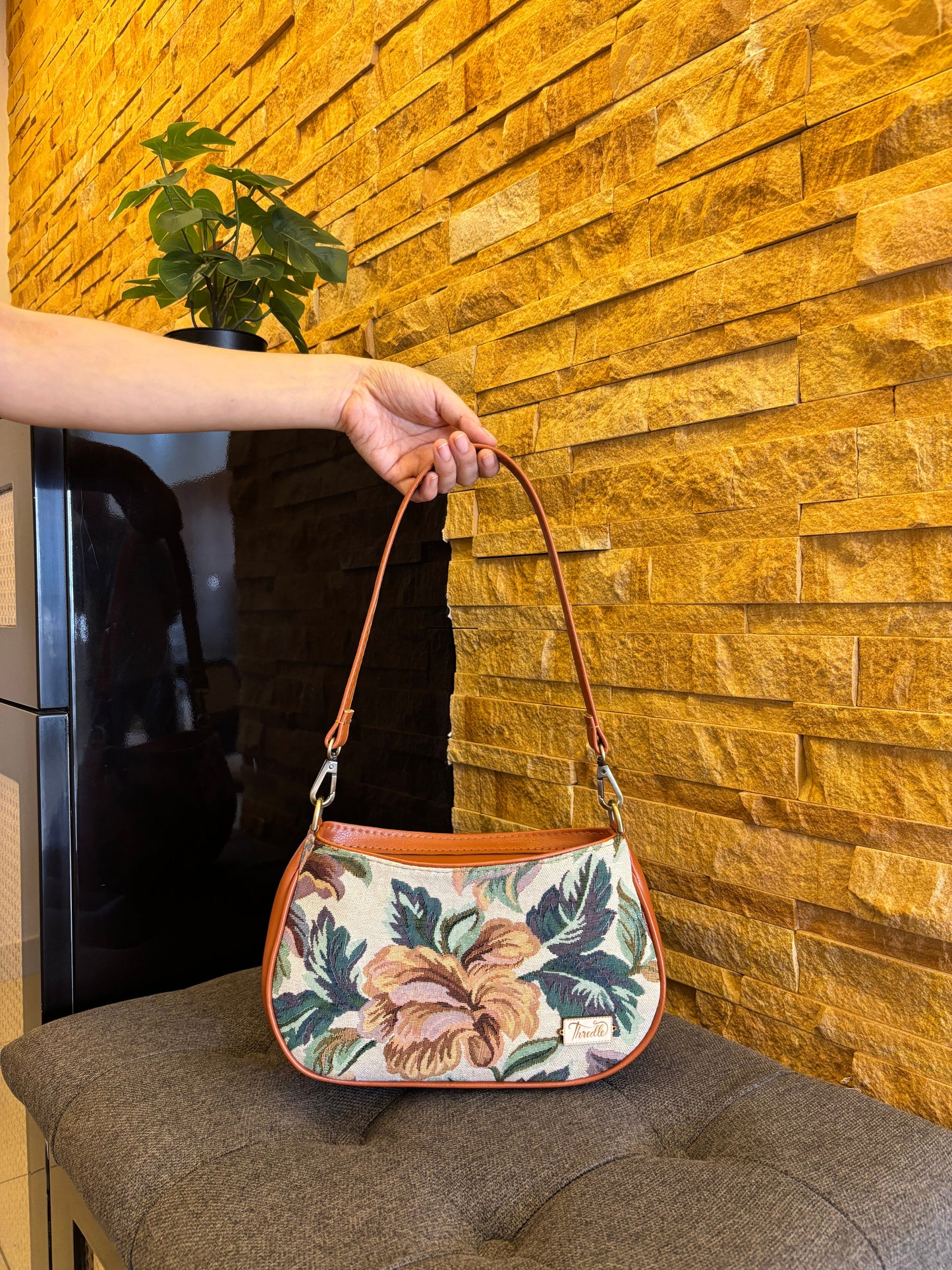 Vintage Bloom Handcrafted Baguette Bag