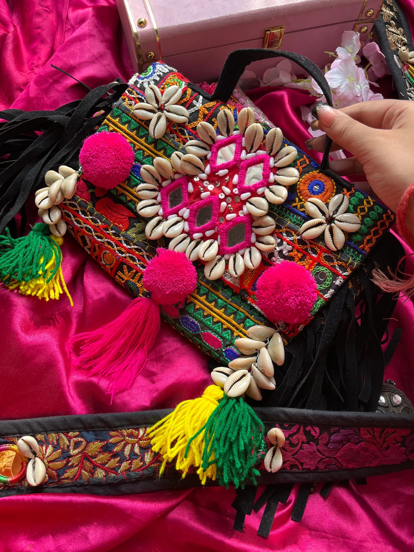 Embroidered boho bag discount