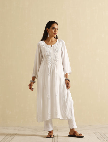 Nawab III Straight Chikankari Kurta