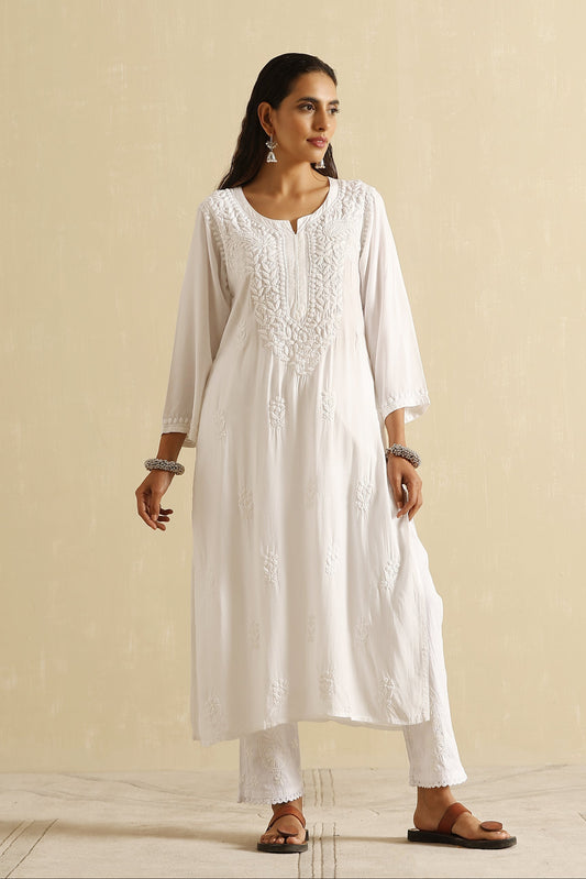 Nawab III Straight Chikankari Kurta