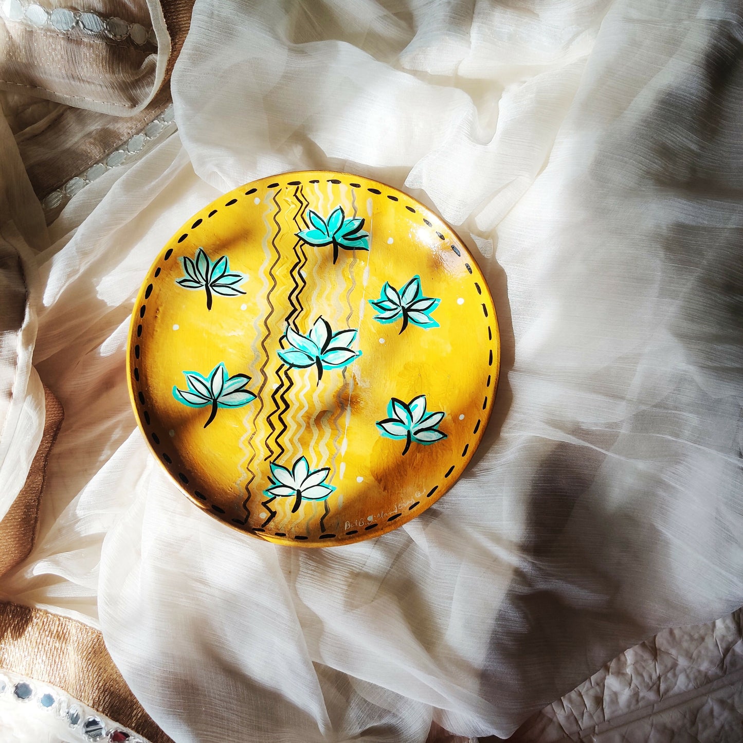 Yellow Floral Wall Plate