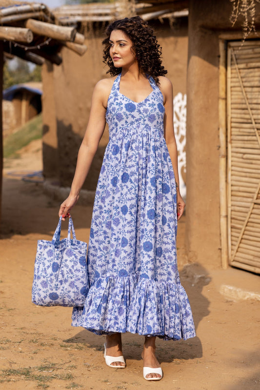 Sara Handblock Long Dress