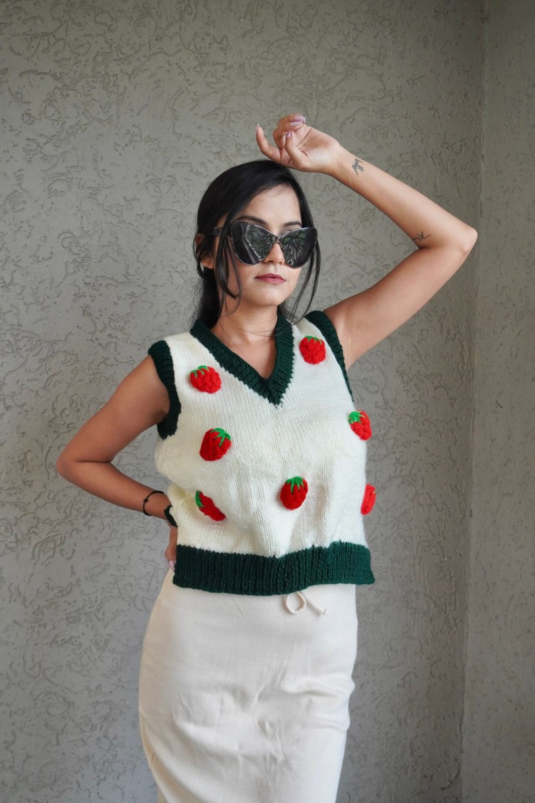 Strawberry White Vest