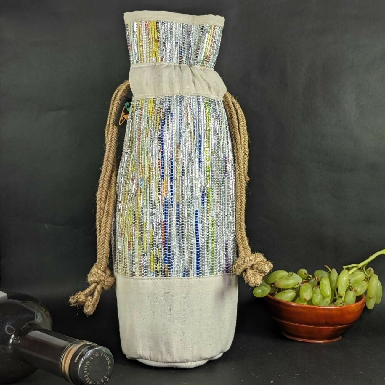 Upcycled Handwoven: Wine Bottle Holder