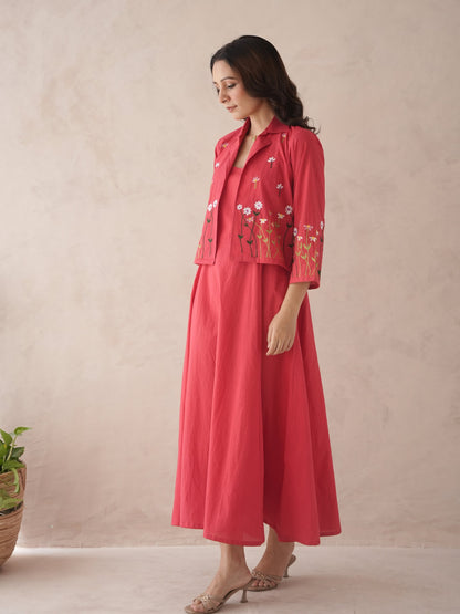 Noir Embroidery Cotton Jacket Dress