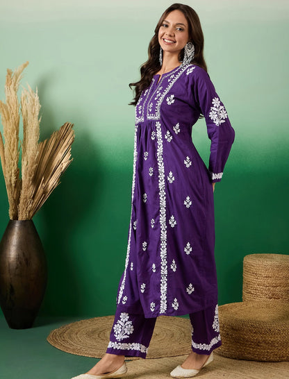 Fatima Chikankari Co-ord Palazzo and Kurta Set