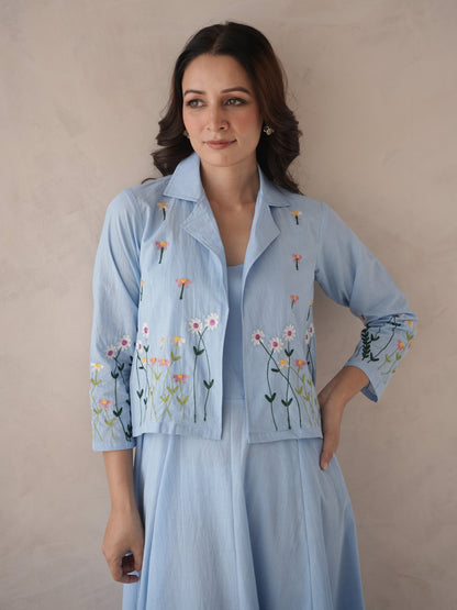 Noir Embroidery Cotton Jacket Dress